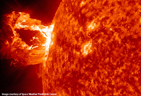Solar flare, courtesy of the Space Weather Prediction Center.