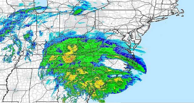 Severe storm over the eastern United States.